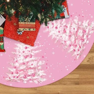 Pink Christmas Tree Skirt 36 inch Xmas Winter Indoor Outdoor Decor - Picture 1 of 6