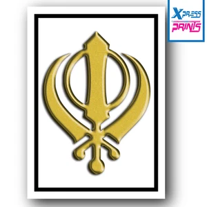 Guru Nanak's Khanda Poster Wall Art Print Picture Sikh Sikhism A3 A4 Laminated - Picture 1 of 7