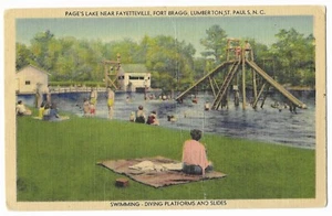 Alte Postkarte Page's Lake in der Nähe von Fayetteville, Fort Bragg, N.C. - Bild 1 von 2
