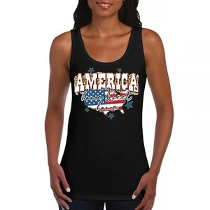 America My Home Sweet Home Women's Tank Top 4th of July Patriotic Flag Pride - Picture 1 of 36