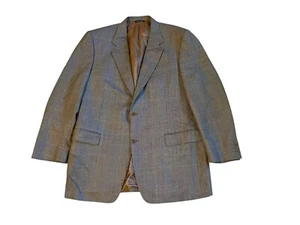 Canali Men Blazer Pin Check Plaid Silk Wool Blend Single Breasted Rayon Size 46L - Picture 1 of 10