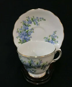 Teacup Tea Cup Saucer Set England Royal Vale Blue Cornflowers Signed Numbered  - Bild 1 von 9