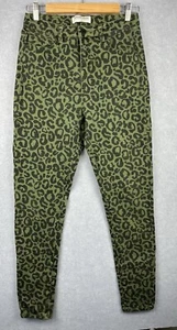 Monaco Denim Jeans Khaki Leopard Print Skinny High Rise Womens Size 12 Zip - Picture 1 of 12