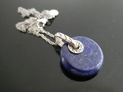 JOHN HARDY Lapis Lazuli Donut Sterling Silver 925 Pendant Chain Necklace 18" - Image 1 of 4