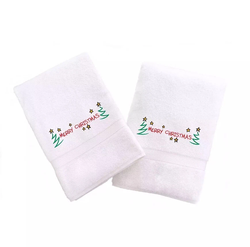 Juego de toallas de mano de baño bordadas Feliz Navidad textiles para el hogar Linum-16" x 30" Foto 1 de 1