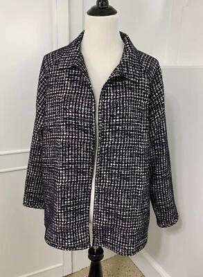 Blazer para mujer Lafayette 148 New York frente abierto azul oscuro mezcla de lana talla grande Foto 1 de 4