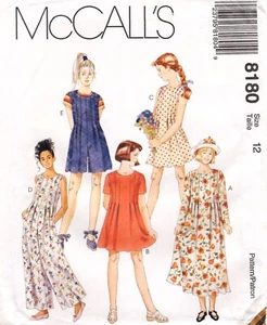 Vestido, Culotte Mameluco Mono Niñas Talla 12 McCall's 8180 SIN CORTAR Patrón de Costura - Imagen 1 de 4