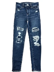 American Eagle Hi Rise Jegging Womens 0 Short Next Level Stretch Distressed Blue - Picture 1 of 13