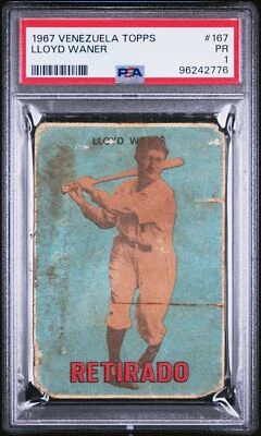 1967 Venezuela Topps 167 Lloyd Waner - PSA 1 HOF - Image 1 of 2