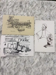 Vintage Postcards Seattle Pike Place Market Postcard "Sketch Art" - Picture 1 of 6