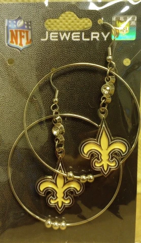 Saints Large Dangle  Earring's with Colorful Logo  - NFL Licensed Jewelry Cover