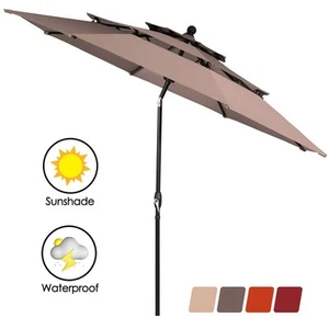 10' Patio Umbrella Tilting Outdoor Garden Poolside Market Sunshade w/ Crank - Picture 1 of 5