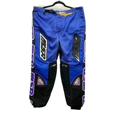 MSR Rage 摩托车越野裤男式 38 黑色蓝色白色赛车 — 第 1/4 张图片