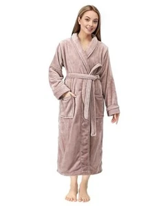 Premium Women's Robe Plush Soft Long Bathrobe Warm Medium (Pack of 1) Taupe - Picture 1 of 7