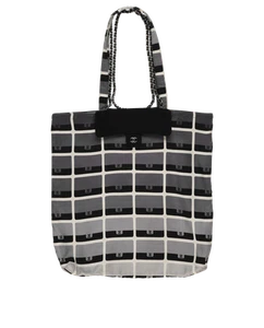 Chanel Foldable Shopping Tote Crossbody Fabric Black Grey - Picture 1 of 4
