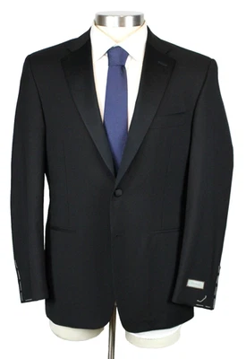 Canali Tuxedo Jacket 40 R (50 EU) Mens Solid Black Wool Mohair Two Button Coat - Image 1 of 4