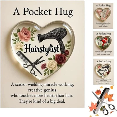 A Pocket Hug for HairStylists Hairdresser Tools Heart Heart Token Ornament Gifts - Image 1 of 4