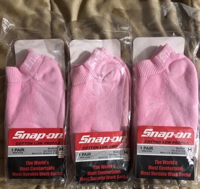 Snap On PINK Socks, Three Pairs, Size Medium, Cotton Low-Profile  - Image 1 of 4