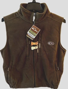 DRAKE Waterfowl Olive Green Fleece Full Zip Windproof Hunting Vest Layering Sz S - Picture 1 of 17