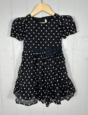 Vestido Janie And Jack Manga Abullonada en Niveles Niñas 4 Negro Blanco Forrado a Lunares Foto 1 de 4