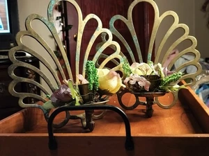 Vintage Palm Beach Regency Brass Scalloped Shell Wall Sconces Pair *READ* - Picture 1 of 15