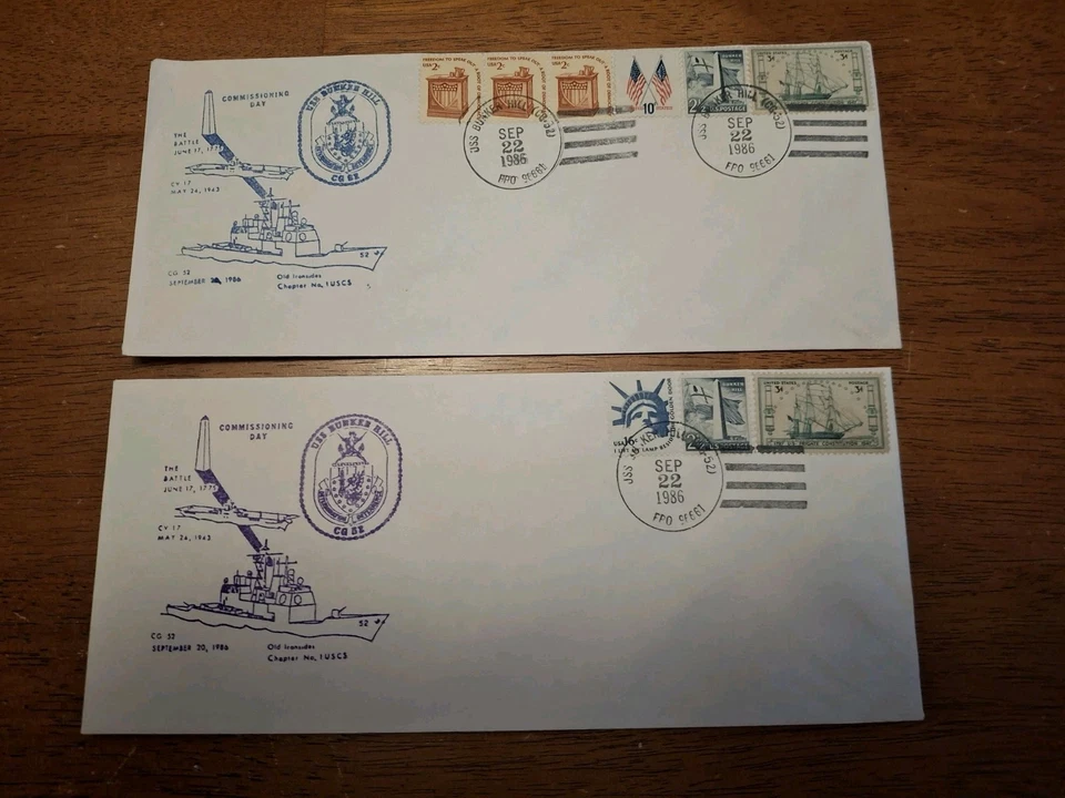 USS Bunker Hill CG 52 调试日封面 2 色蓝色和紫色 — 第 1/1 张图片