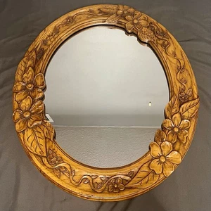 Vintage Turner Mirror Company handgeschnitzt Holz Plumeria Blume 25x2x22,5" - Bild 1 von 14