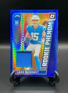 2024 Donruss Optic #RPB-LMY Ladd McConkey Rookie Phenom Blue Hyper Prizm Relic - Picture 1 of 2