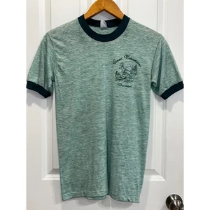 Vintage 70s Diamond Green Mountains Vermont Souvenir Ringer T Shirt Mens Size M - Picture 1 of 6