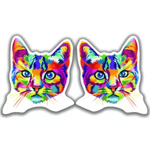 BUNTES HAUS KATZENAUFKLEBER Kitty 2 Aufkleber Bogo Auto Fenster Stoßstange 4x4 - Bild 1 von 1