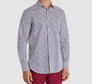 $296 Paul Smith Italy Men Blue Floral Cotton Long-Sleeve Dress Shirt Size 15.5 - Picture 1 of 3