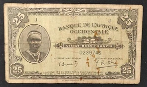 Bank of West Africa 25 Francs Schein von 1942 Pick-30 - Bild 1 von 2