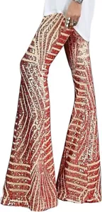 Bell Bottoms for Women High Waisted Wide Leg Palazzo Pants Bling Sequin Flared - Picture 1 of 4