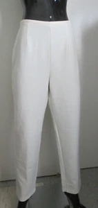 NWT LIz Claiborne Size 12 Ivory Cotton Rayon Flat Front Side Button Pants - Picture 1 of 8