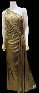 Vestido Formal Ieena For Mac Duggal Para Mujer 12 Antiguo Dorado Un Hombro NUEVO - Imagen 1 de 8