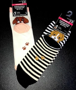 New! 2 pr Big Girls/Women "Dog" Fashion SOCKS sz 5-9 NWT - Picture 1 of 1