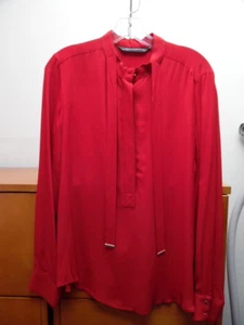 ZARA ROTES TOP BLUSE LANGARM LARGE - Bild 1 von 3