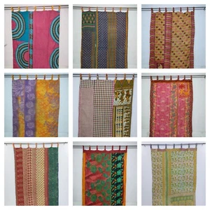 Vintage Kantha Cotton Old Recycled Quilted Floral Cotton curtain Reversible - Picture 1 of 2