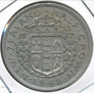 Nueva Zelanda 1948 1/2 corona George VI - casi muy fina - Imagen 1 de 3