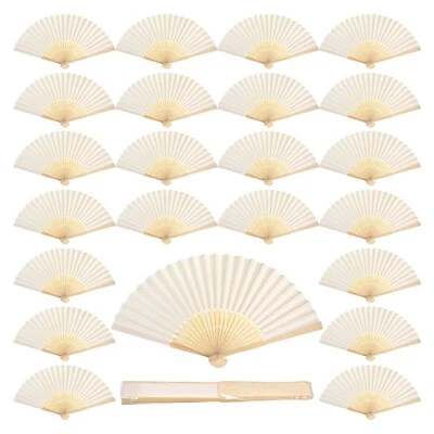 60件装白纸手扇竹制折叠风扇手持婚礼风扇折叠F... — 第 1/4 张图片