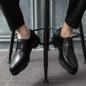 Men's Shoes Pointed Toe Platform Business Casual Shoes Breathable Microfiber Upp - Picture 1 of 7