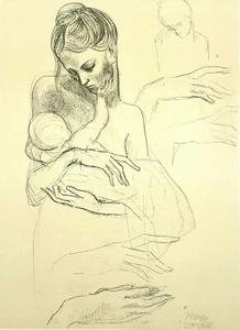 Mother & Child Study 1904 Signed Pablo Picasso -17" x 22" Fine Art Print - 00464 - Picture 1 of 1