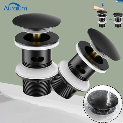 AURALUM Ablaufventil Pop Up Abfluss Ablaufgarnitur mit Überlauf Stöpsel Bad Waschbecken