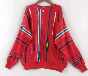 Vintage St. Croix Knit 3D Knit Sweater Size XL Colorful Abstract Cosby - Picture 1 of 18