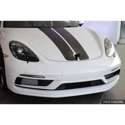 Calcomanía personalizada doble rally primera raya capó Porsche Cayman 2015-2025 en película PPF Foto 1 de 4