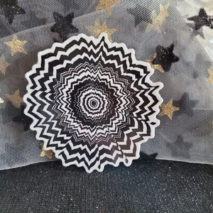 BWC006-Burst Shaped Black White Sticker | Monochromatic | Psychedelic Flowers - Picture 1 of 8