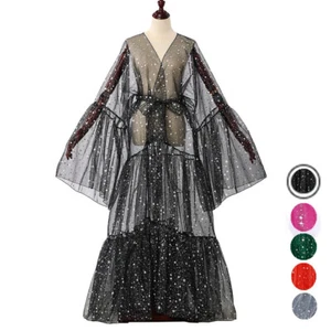 Dramatic Lady Shining Fabric Over Dress Drag Queen Organza Coat Fancy Dress - Picture 1 of 21