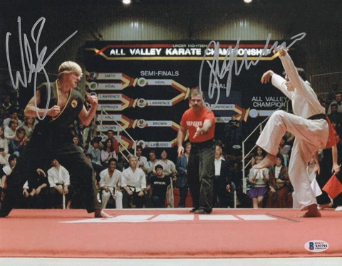 RALPH MACCHIO WILLIAM ZABKA SIGNED KARATE KID AUTOGRAPH 11X14 PHOTO BECKETT 12 Cover