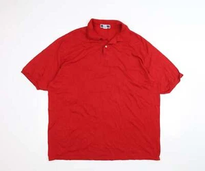JERZEES Mens Red Cotton Blend Polo Size 2XL Collared - Picture 1 of 12