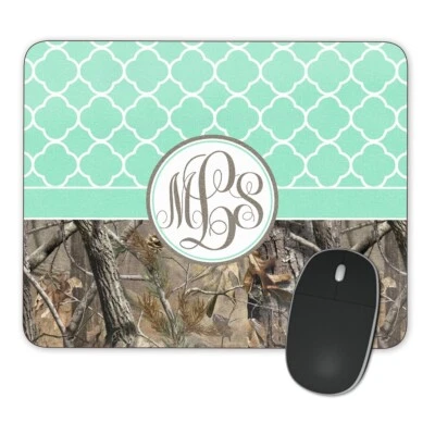 Mint Green Lattice Camo Mouse pad Custom Monogram Personalized Name Initials - Image 1 of 2